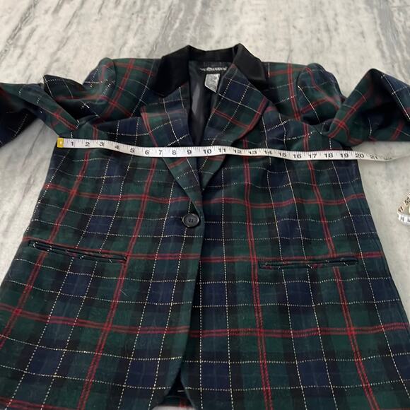Sag Harbor Vintage Plaid Suit Jacket Blazer Metallic Holiday Woman Size 8 - Picture 8 of 12
